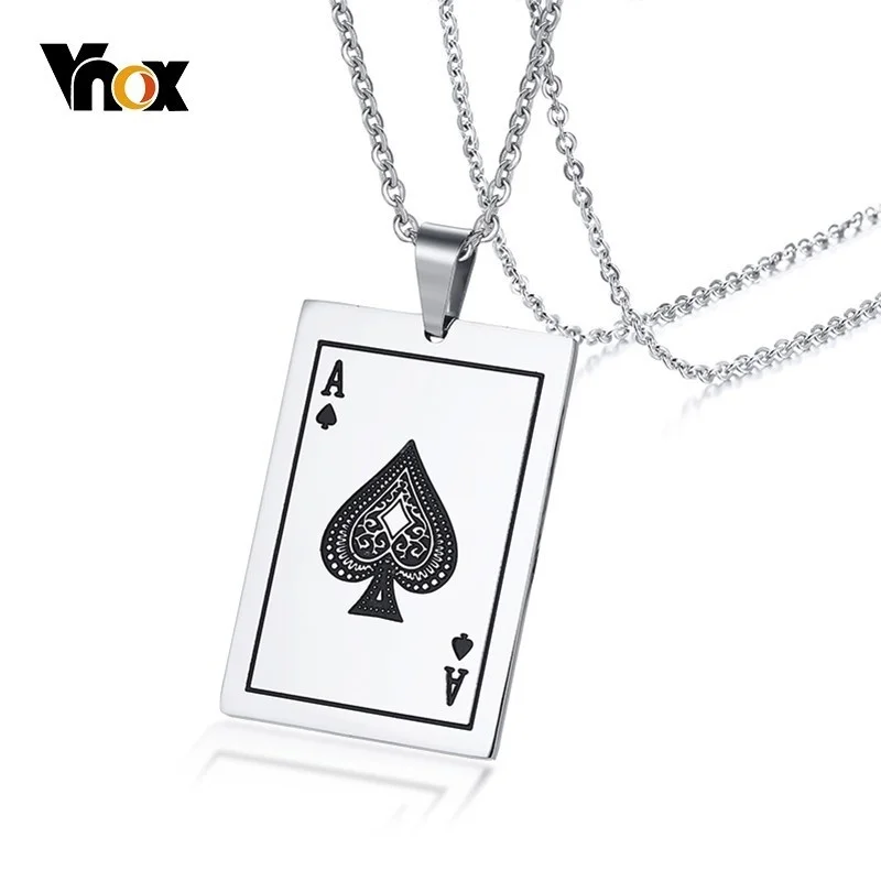 Ace Of Spades Jewelry Set - Stainless Steel Pendant Necklace & Leather Bracelet 2 Piece
