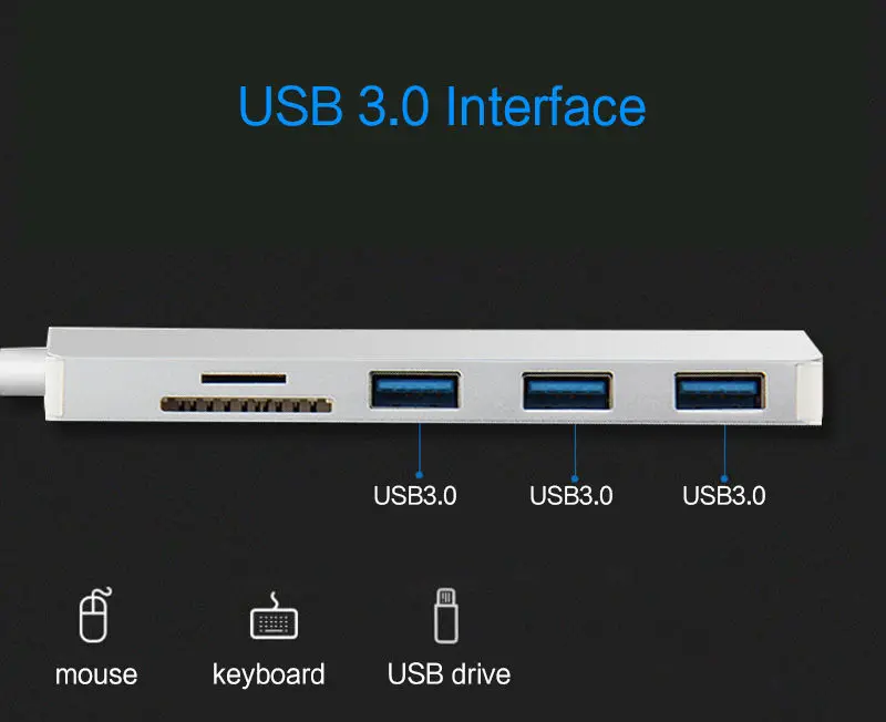 Алюминиевый USB C концентратор type-C до 3 портов USB 3,0 концентратор TF кардридер конвертер кабель для Macbook ноутбука type C концентратор адаптер