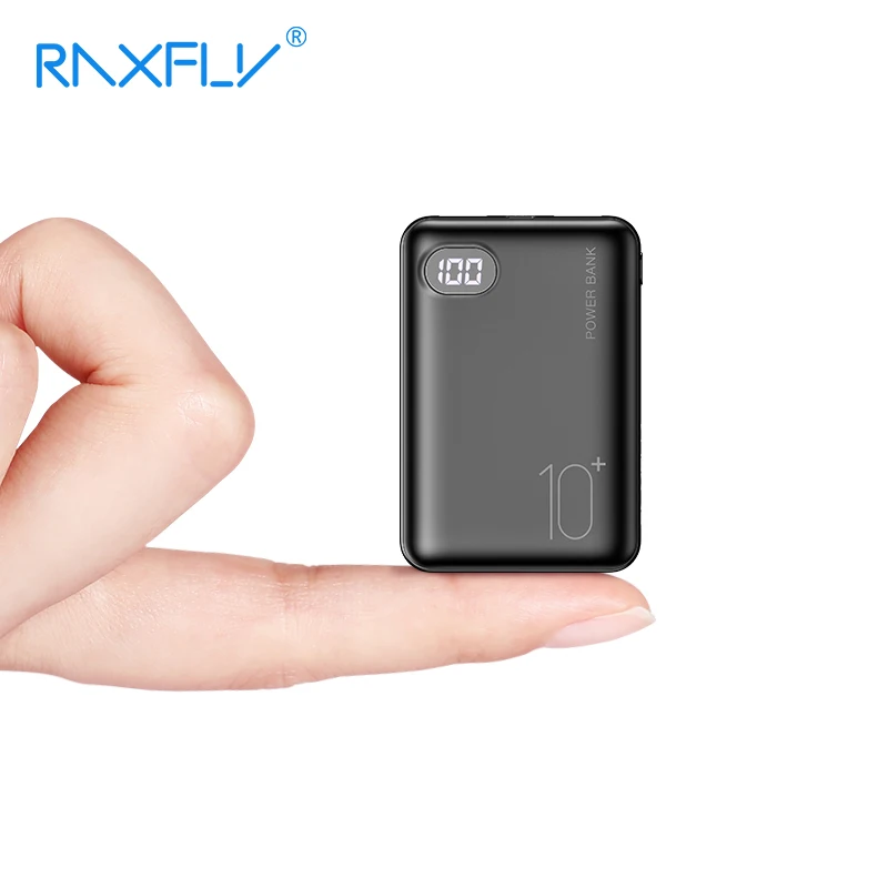 RAXFLY mi ni power Bank 10000 мАч портативный светодиодный экран для iPhone Xiao с двумя usb-портами