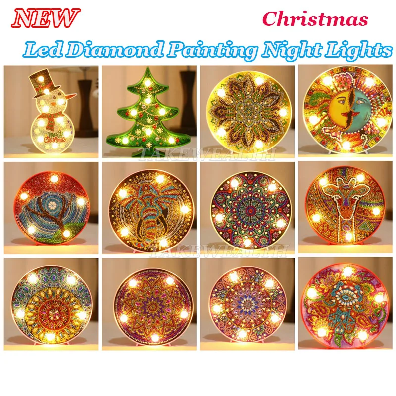 

LED Decoration Light Christmas Tree Snowman Mandala DIY Diamond Painting Light Bedroom Night Lamp Home Desk Decor Night Lamp