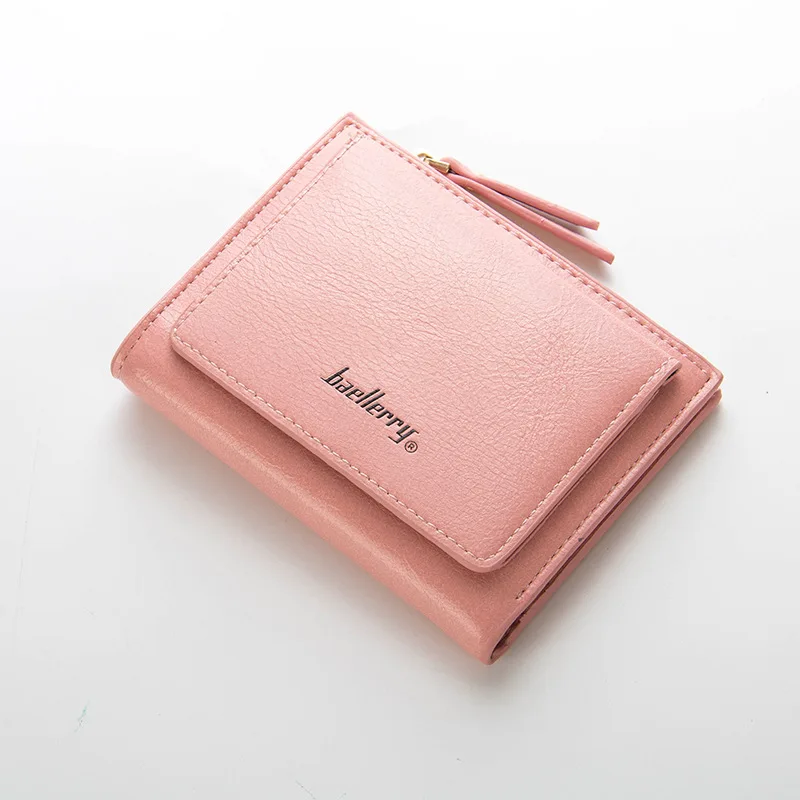 Женский короткий кошелек на молнии, кошелек для монет, держатель для карт, сумочка, кошелек для женщин, маленькие женские кошельки и кошельки, милый маленький кошелек - Цвет: Pink