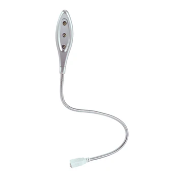 

USB Book Reading Lamp with 3 LED Lights Flexible Bending Metal Gooseneck USB Light for Notebook Laptop PC Computer