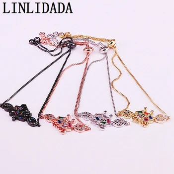 

8Pcs Wholesale Fashion Rainbow Cz Cubic Zirconia Pave Crab Adjustable Jewelry Bracelets