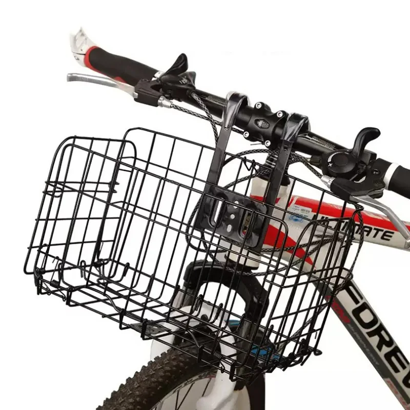

Foldable wire basket front bag rear hanging basket mountain bike folding bicycle basket
