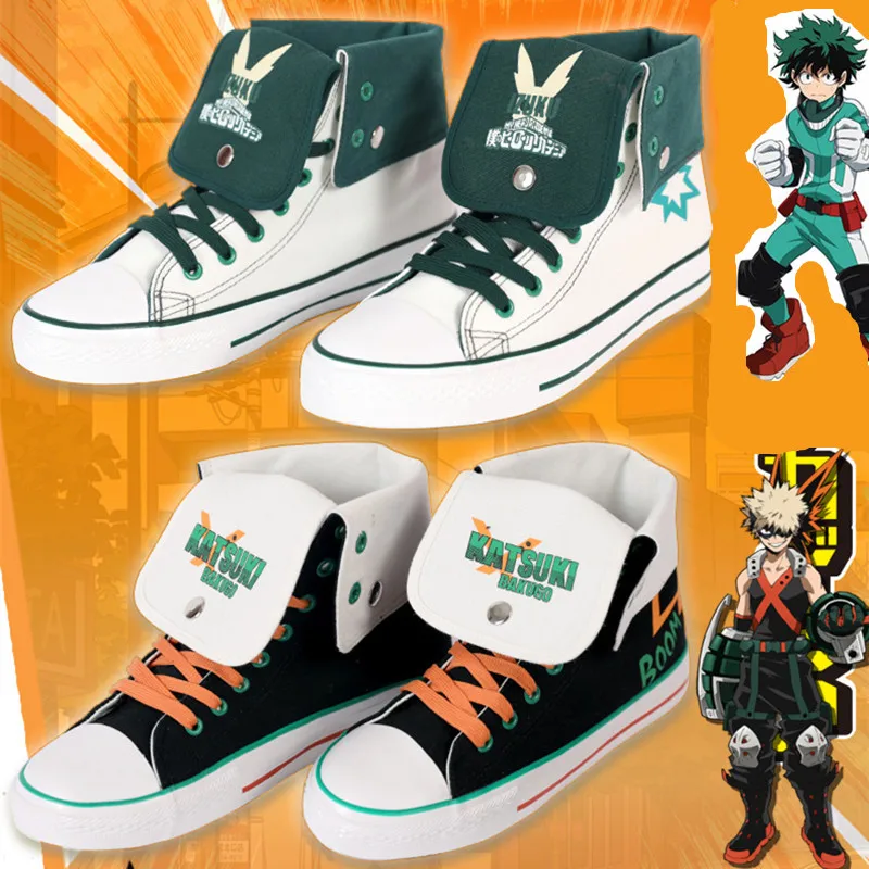 Обувь для косплея аниме My Hero academic Bakugou Katsuki Midoriya Izuku Парусиновая обувь Высокие Топы