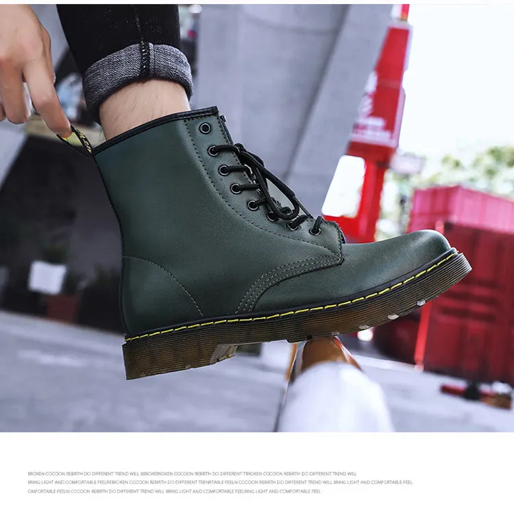35-47 Genuine Leather Unisex Footwear Wear Mens Fashion Waterproof Martin Boots Winter Spring White Ankle Shoes Boots for Women