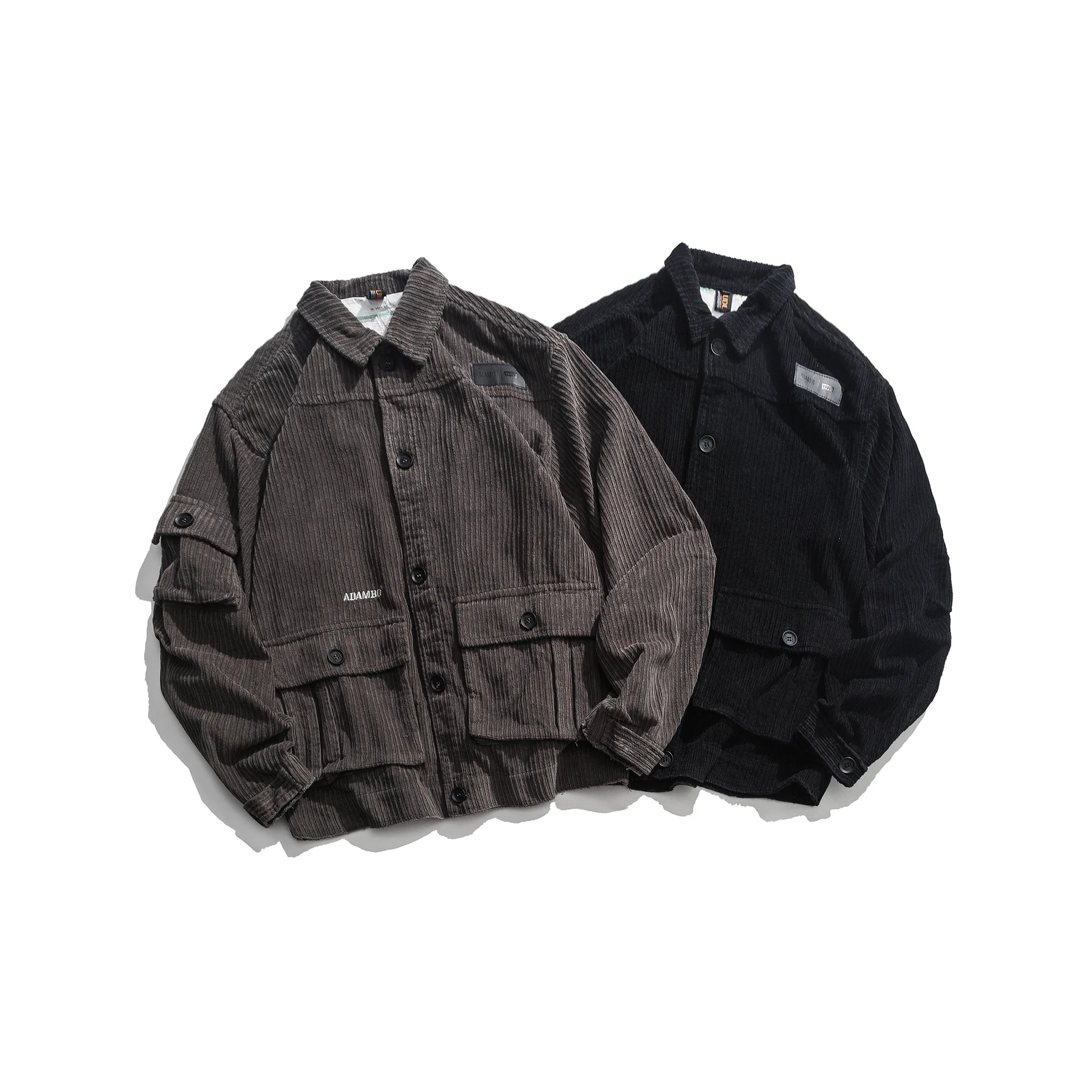 

City Where the Product 2019 Autumn Corduroy Popular Brand Coat MEN'S Jacket Multi-pockets Japanese-style Solid Color Tops