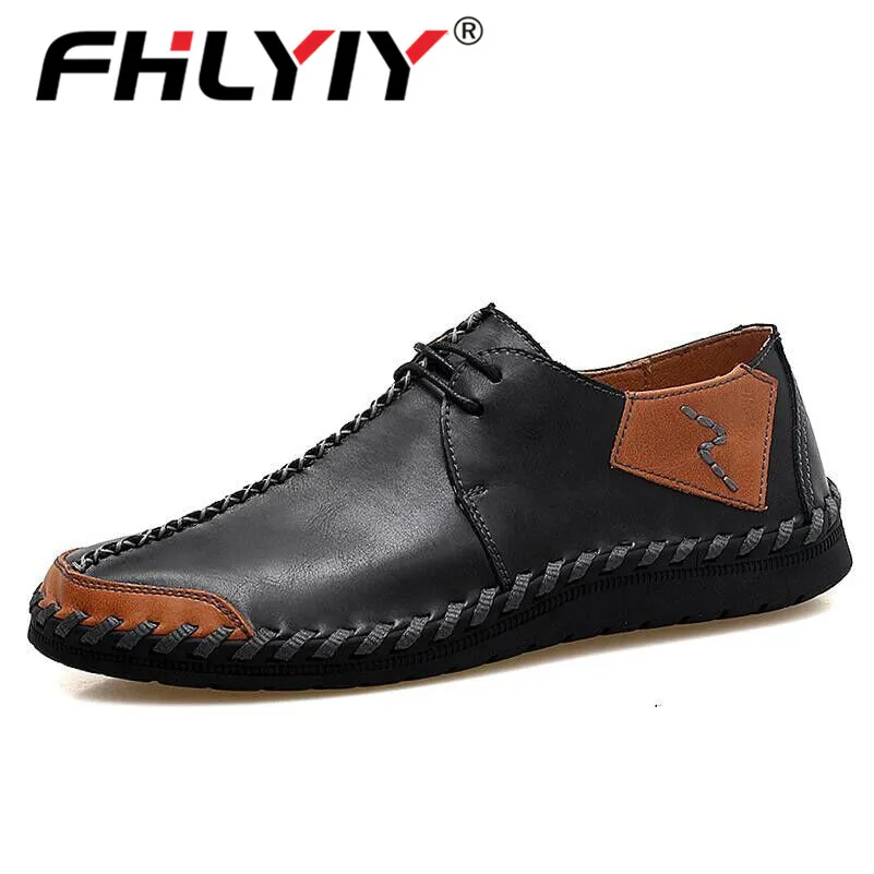 Fhlyiy/Новинка; брендовая мужская обувь; Мужская обувь; Повседневная Высококачественная обувь из спилка; мужская обувь на плоской подошве со шнуровкой; лоферы; большие размеры 38-47