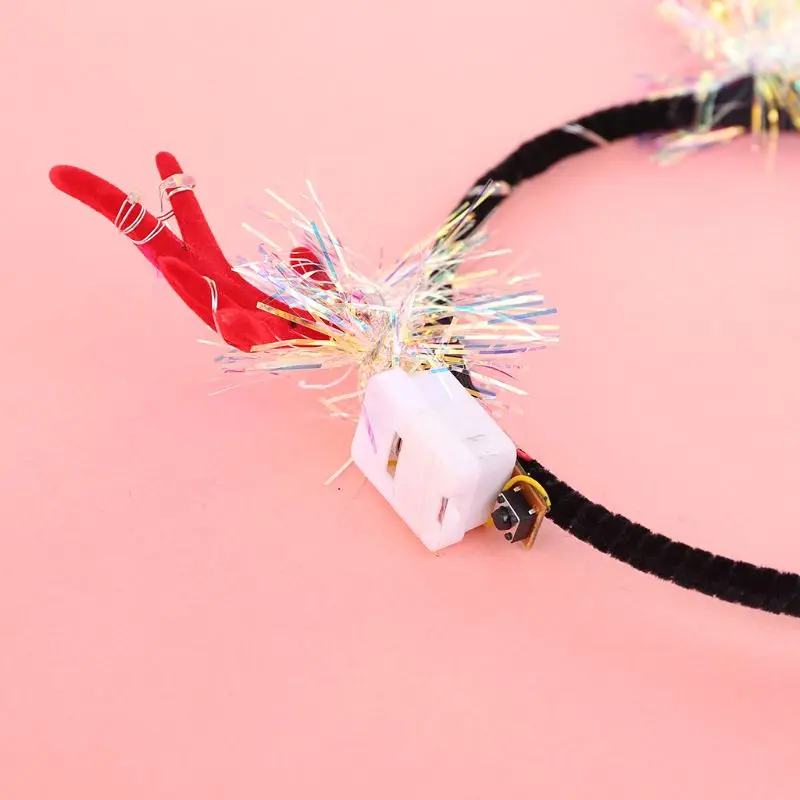 Adult Children Christmas Headband Flashing LED Light Up Cute Antler Tinsel Hair Hoop Halloween Holiday Party 5