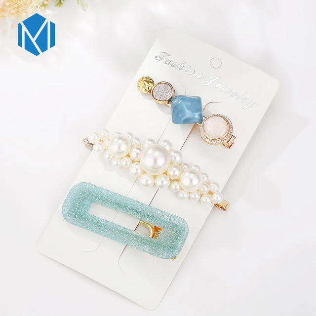3pcs square blue M MISM INS Круглый корейский Кристалл Сплав заколки для волос Макарон цвет заколки BB шпильки Заколки для женщин обувь девочек аксессуары для волос - Цвет: 3pcs square blue