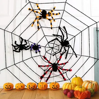 

Fake Spider Web Halloween Decorations Creepy Indoor Outdoor Yard Haunted House Party Decor Supplies