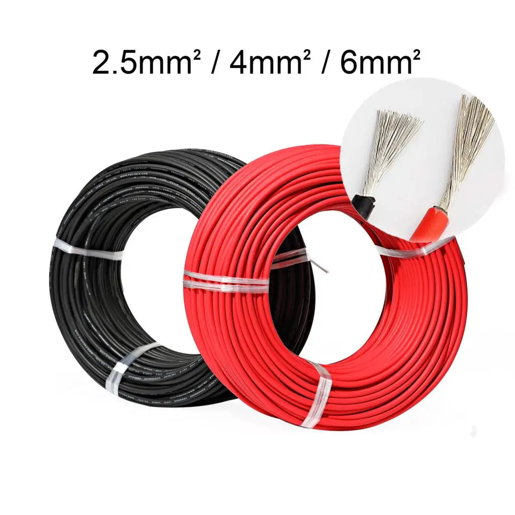 Solar panel cable connector 2.5mm2 / 4mm2 / 6mm2 solar photovoltaic cable high quality CE TUV