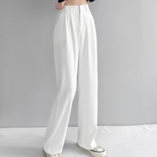 Women Autumn Casual Loose Suit Pants Elastic Waist Warm Ladies Trousers Winter Long White Black Pants Femme Outfits