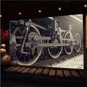 

custom 3d photo wallpaper livingroom mural steam train wheel wall picture Cafe Bar KTV backdrop non-woven wallpaper for wall 3d