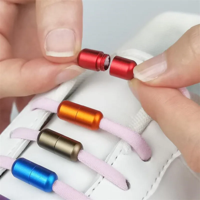 2 uds cordones hebilla de aluminio de bloqueo de cordones accesorios de Metal de bloqueo DIY Kits para zapatillas de encaje 15 Color cápsulas hebilla