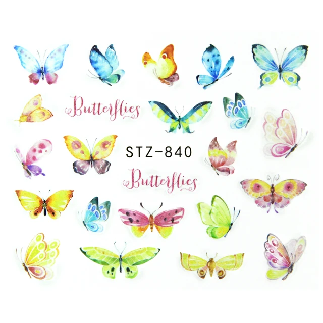 Nail Stickers Sliders For Nails For Manicure Decor Nails Set Nail Design Sliders Flower Leaf Tree Green Nail Art Watermark Decal STZ-840