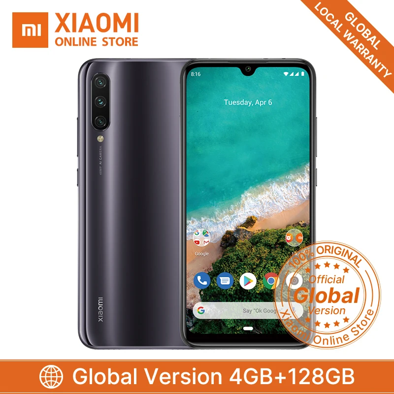 Глобальная версия Xiaomi Mi A3 4GB 128GB смартфон CC 9e Snapdragon 665 Восьмиядерный 6,08" AMOLED экран 48MP+ 32MP камера 4030mAh