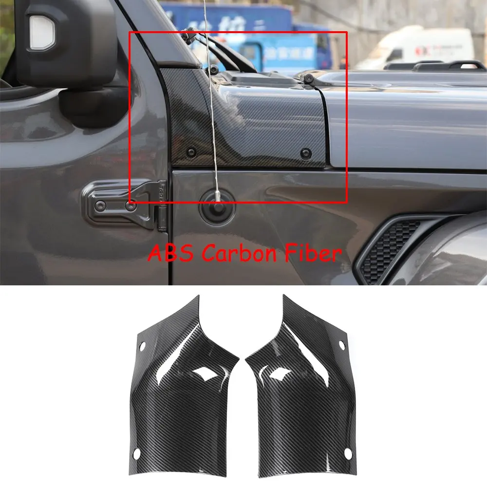 

2*Carbon Fiber ABS Hood Angle Wrap Protector Cover ForJee Wrangler JL JT Gladiator