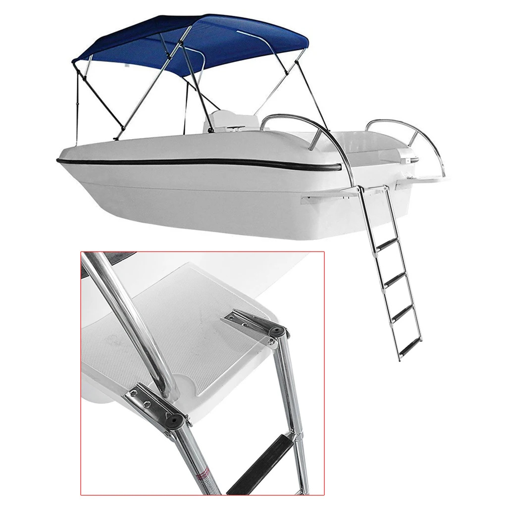 4 Steps Stainless Steel Telescoping Folding Ladder For Boat Marine Yacht 4 Steps Stainless Steel Telescoping Folding Ladder For Boat Marine Yacht