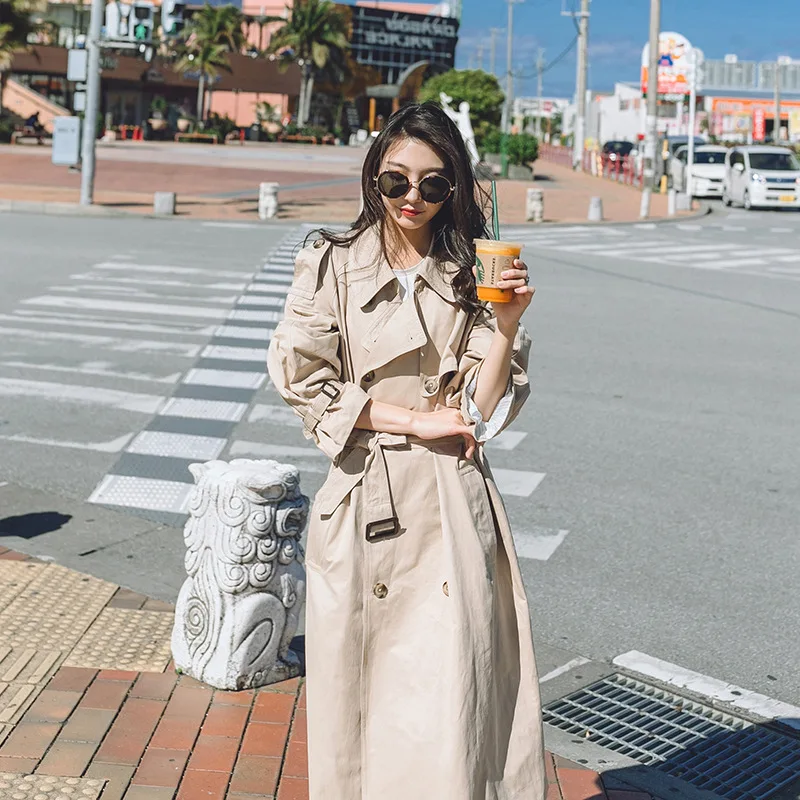 

CHIC Trench Coat Women's Mid-length Korean-style 2019 Autumn WOMEN'S Dress Popular New Style Students Loose-Fit Early Autumn Thi