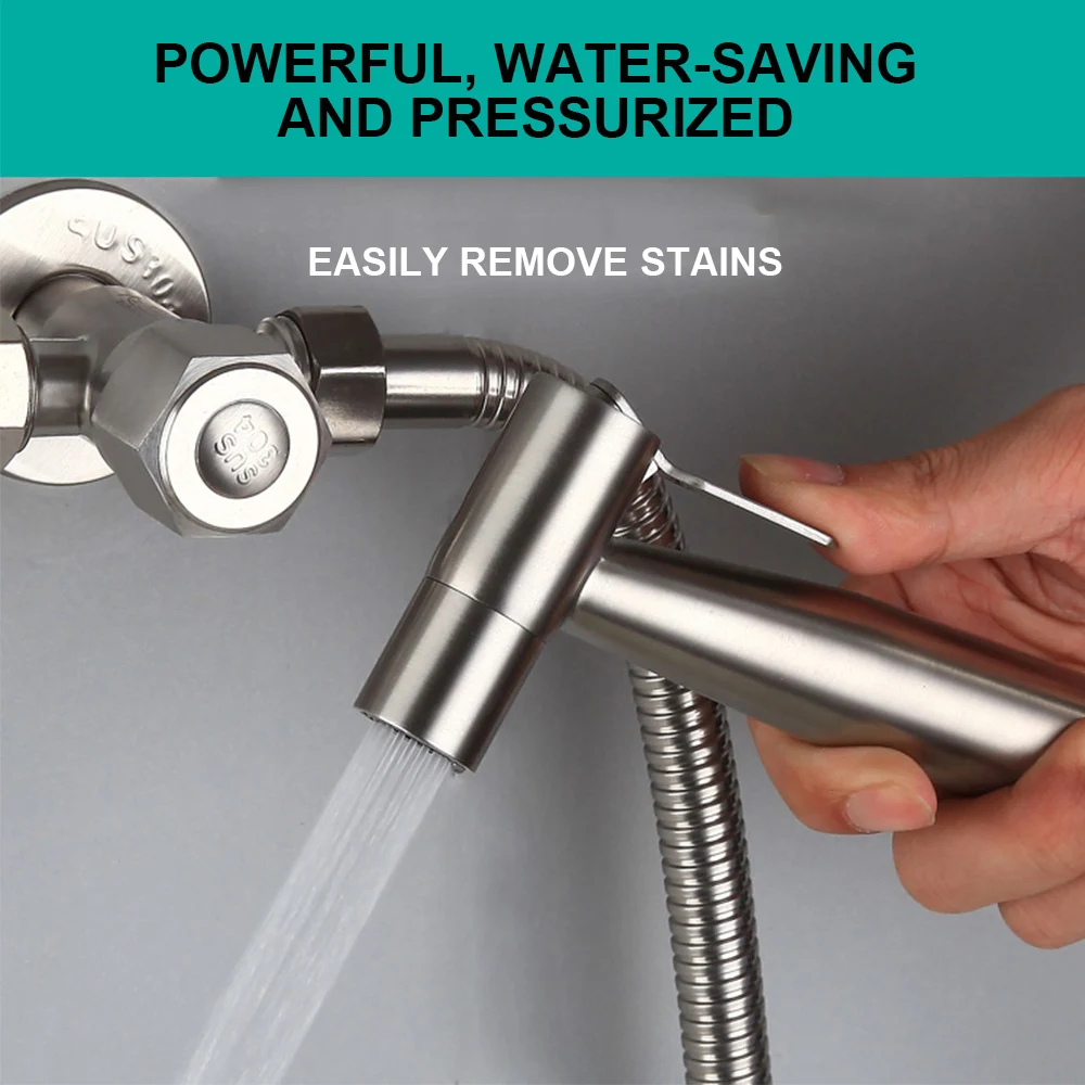 

Hand Held Toilet Stainless Steel Bidet Faucet Sprayer Bidet Set Sprayer Toilet Spray For Bathroom Self Cleaning Shower Head