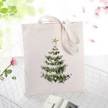 Холщовая Сумка для покупок, сумка-тоут, текст, сделай сам, Рождественская Повседневная печать, логотип, эко многоразовая утилизация