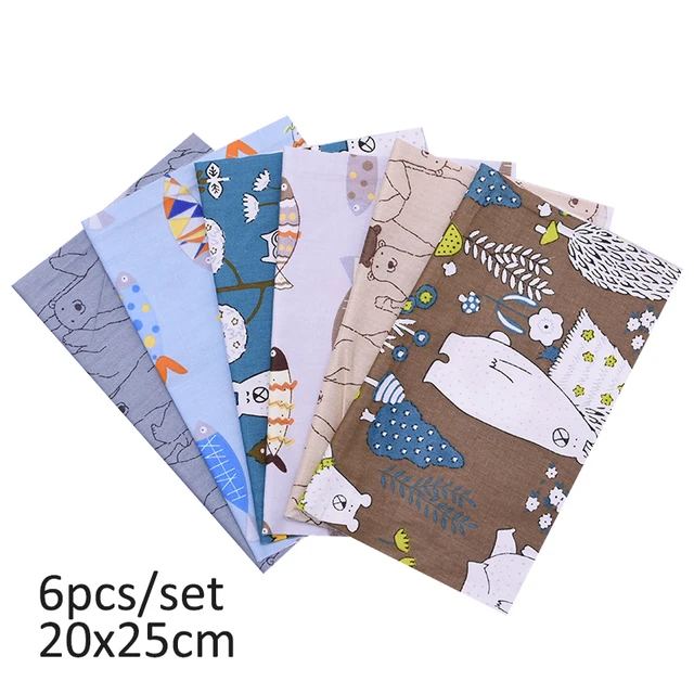 20cmx25cm and 25cmx25cm Cotton Fabric Printed Cloth Sewing Quilting Fabrics for Patchwork Needlework DIY Handmade Material 6pcs 20x25cm