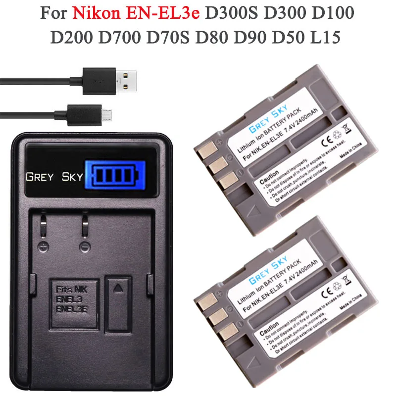 EN EL3E EL3e Сменный аккумулятор для камеры + ЖК Зарядное устройство USB Nikon D70 D70S D80 D90 D100