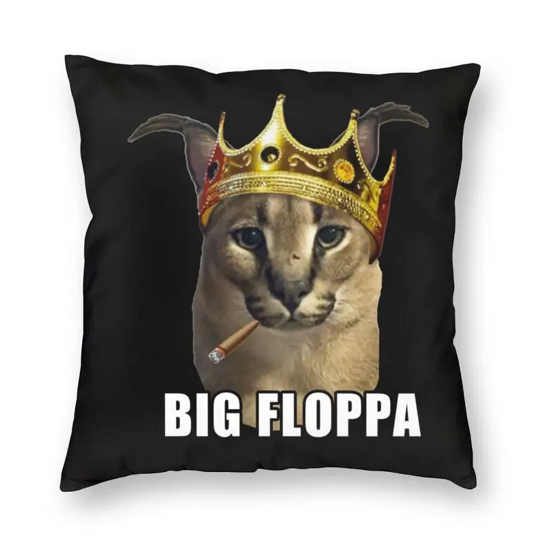 

Big Floppa King Crown Poppa Meme Cushion Cover 40x40cm Home Decor Print Throw Pillow for Living Room Double Side