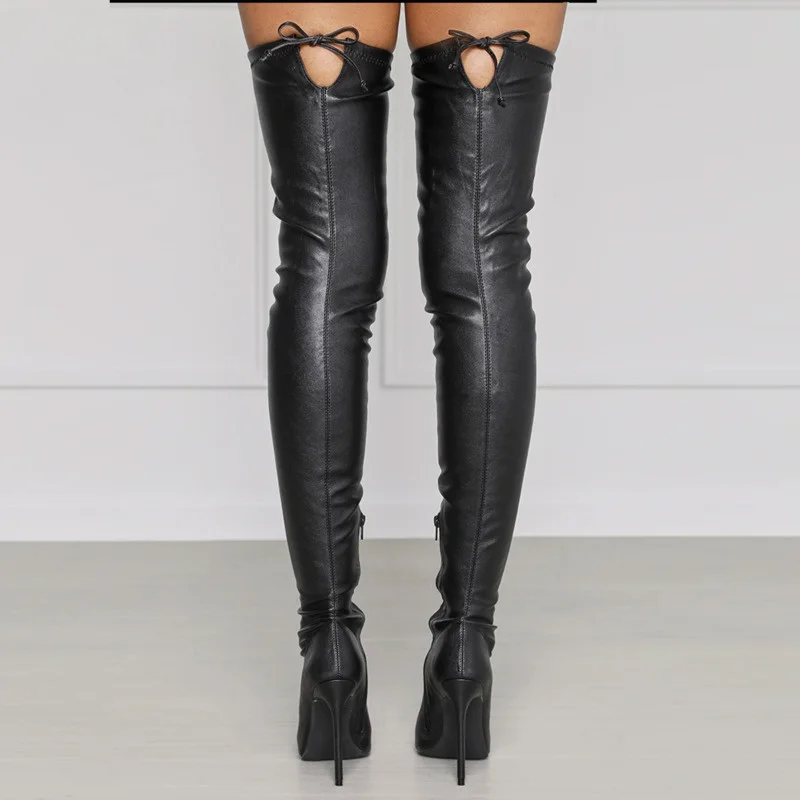Thigh High Boots For Lady Sexy Women's Over-the-knee Boot Pointed Toe Knee High Boots Heel Shoes Side Zip Long Female Botas