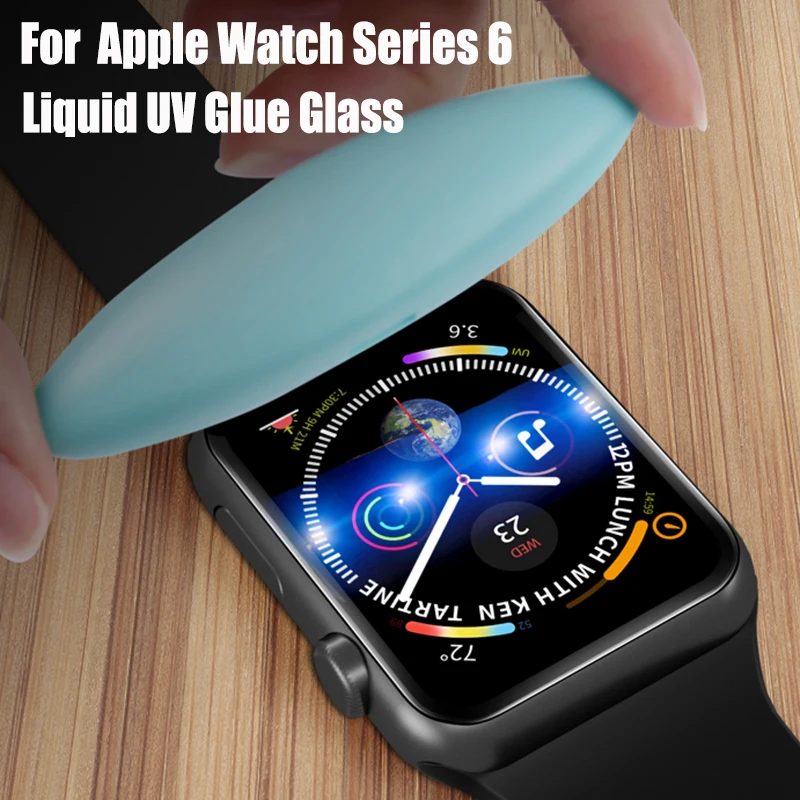 УФ Защита экрана для Apple Watch Series 6 5 4 3 2 закаленное стекло полное покрытие Iwatch 42 38 40 44