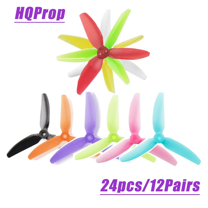 

24PCS/12 Pairs RC Propeller HQProp DP5X4.3X3V1S 5043 /DP5.1X4.1X3/T3X3X3/T2.5X2.5X3 Durable 5.1 /5.0/3.0/2.5 Inch FPV Propeller
