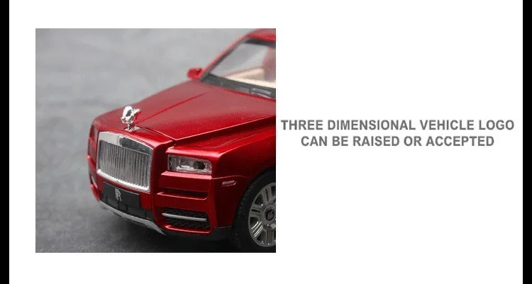 1:24 Rolls Royce Cullinan, модель автомобиля из сплава, большой размер, имитация внедорожника, металлическая модель автомобиля, светильник со звуком, вытяжка, 6 дверей