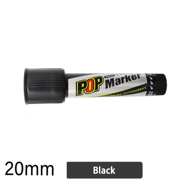 20mm Black 12 цветов маркер ручка постер художественная рекламная ручка цветная краска спиртовое волокно наконечник поп-графическая эскизная ручка 20 мм 30 мм товары для рукоделия - Цвет: 20mm Black