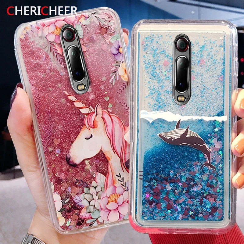 

Unicorn Dolphin Liquid Case For Xiaomi Mi 9T Pro Mi 9 T Mi9 SE Silicone Case Glitter Quicksand Redmi K20 Pro Case Mi 9T Cover