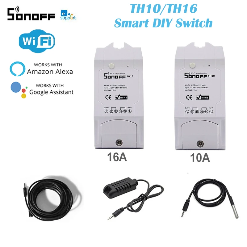 Смарт-переключатель SONOFF TH16 TH10 с поддержкой Wi-Fi 10 А 16 | Электроника