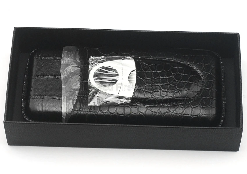 Роскошный черный чехол COHIBA из натуральной крокодиловой кожи для путешествий, держатель для сигар, набор с 3 трубками и Cutte