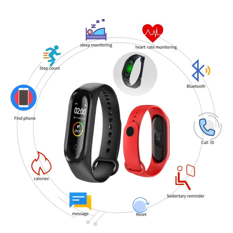 Для Xiaomi Band 3 Смарт браслет цвета AMOLED экран Smartband фитнес тренер Bluetooth спортивный