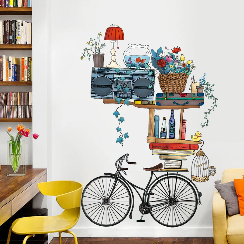 

Creative Bicycle Wall Stickers DIY Cartoon Decals for House Living Room Kids Bedroom Decoration