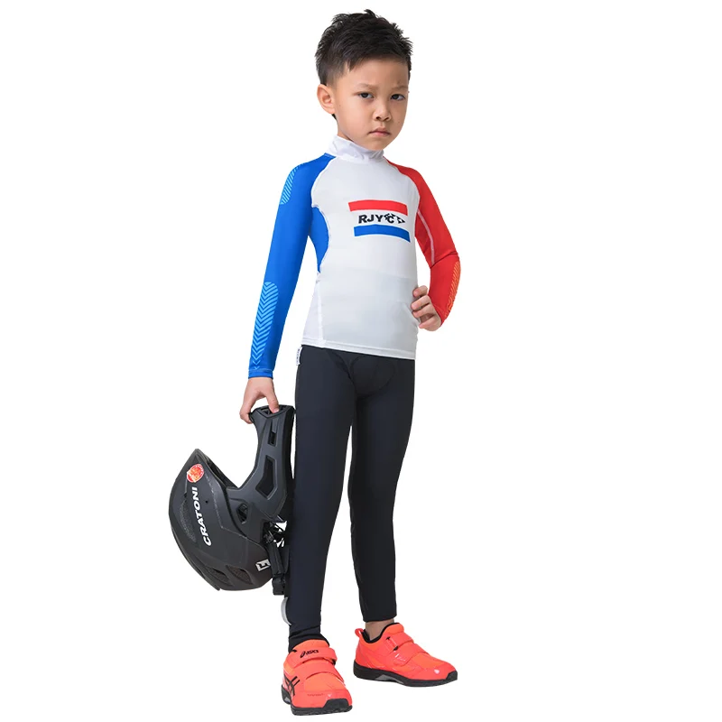 RJYC Cycling Jersey Set For Kids Sports Long Sleeves Breathable Bicycle Children Clothes Summer Children Balance Bike Jersey Set
