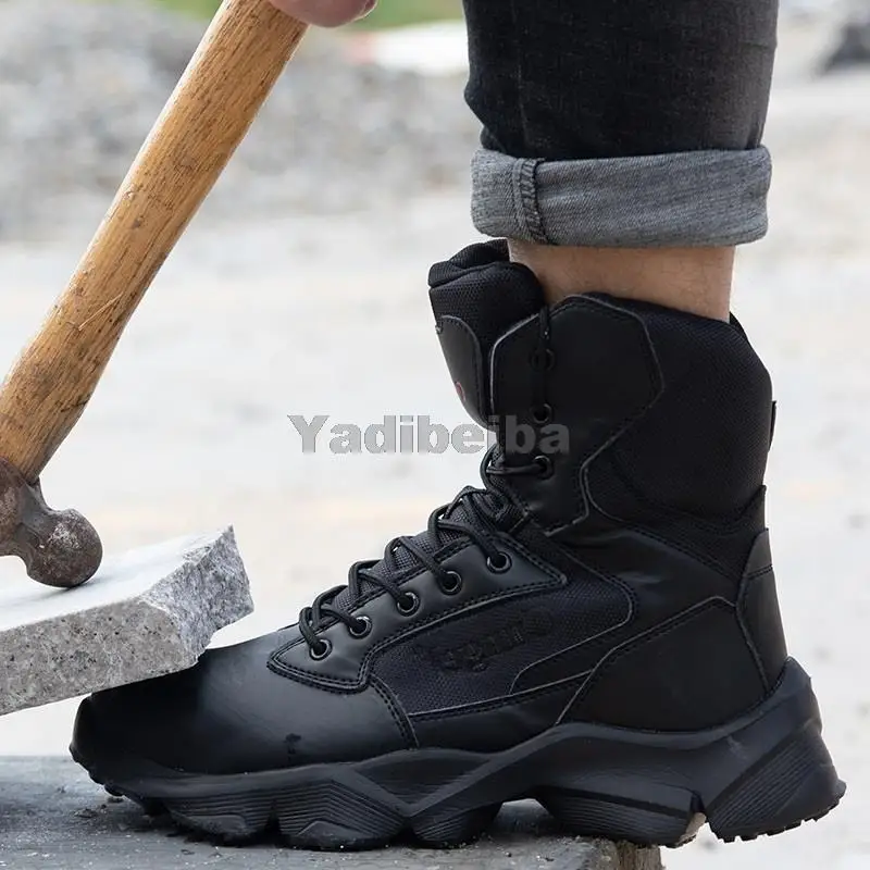 Men Safety Shoes Military Steel Toe Work Boots Hiking Anti Puncture Air Sneakers 