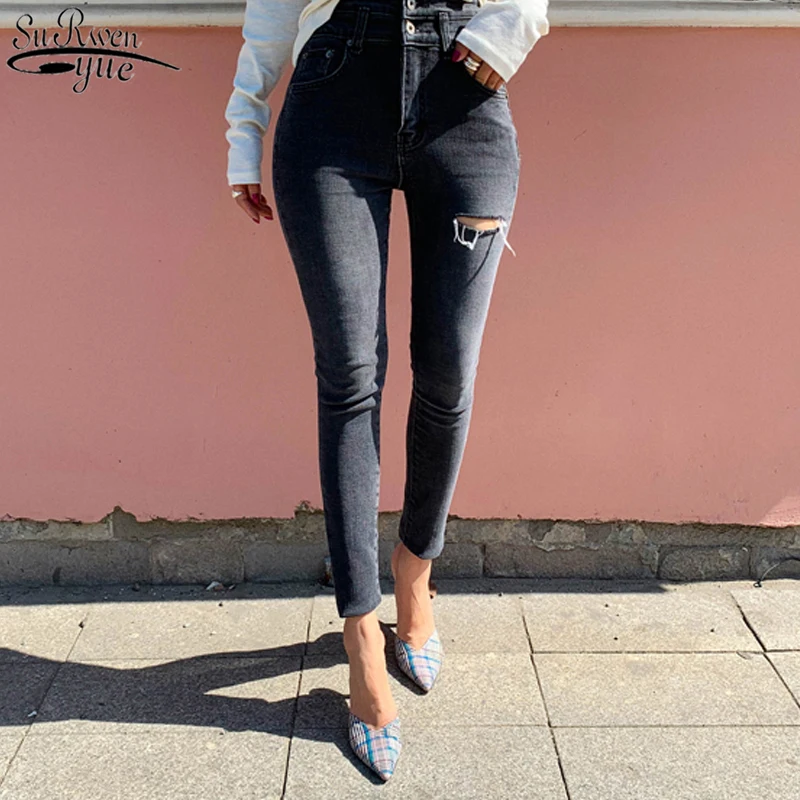 womens jeans with fringed hem