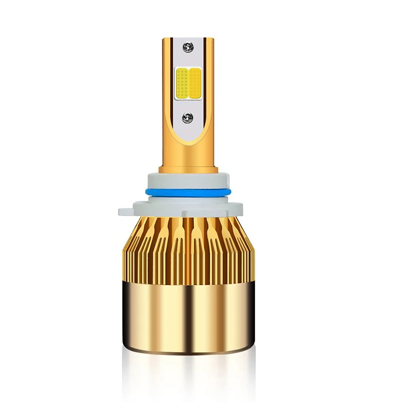 

New Two-tone H4 LED Car Headlight Bulbs H1 H3 H7 9005 9006 Highlight Gold Car Lamp High Quality COB Turbo Fan Auto Lights 6500K