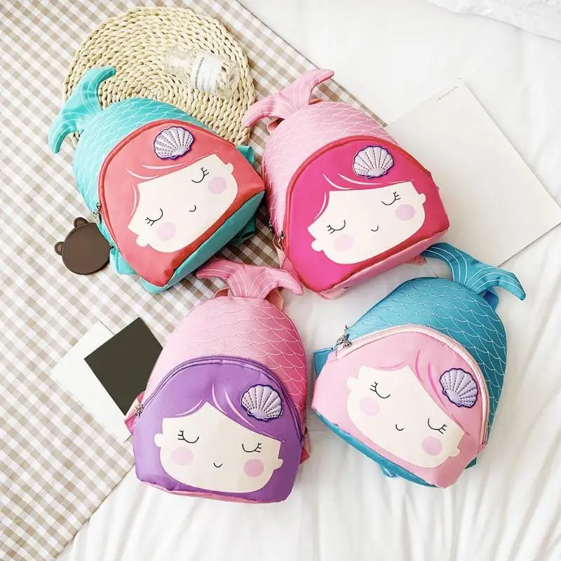 

Cartoon Cute Children Backpack Fish Tail Lovely Girls School Shoulder Bag Kindergarten Travel Schoolbag Fashion Satchel for Girl
