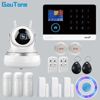 APP Remote Control Wireless Home Security WIFI GSM SOS GPRS Alarm system with Camera RFID card Arm Disarm For Android and IOS smartyiba anti theft gprs home office security alarm system wifi app remote control with video ip camera wireless strobe siren