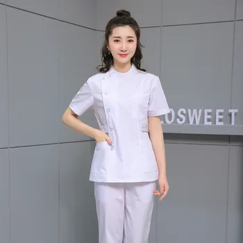 

New Women's Nurse Uniforms Long Sleeve or Short Sleeve Top Long Trousers 2 Pieces Set ICU Operating Room Clothing Stand Collar