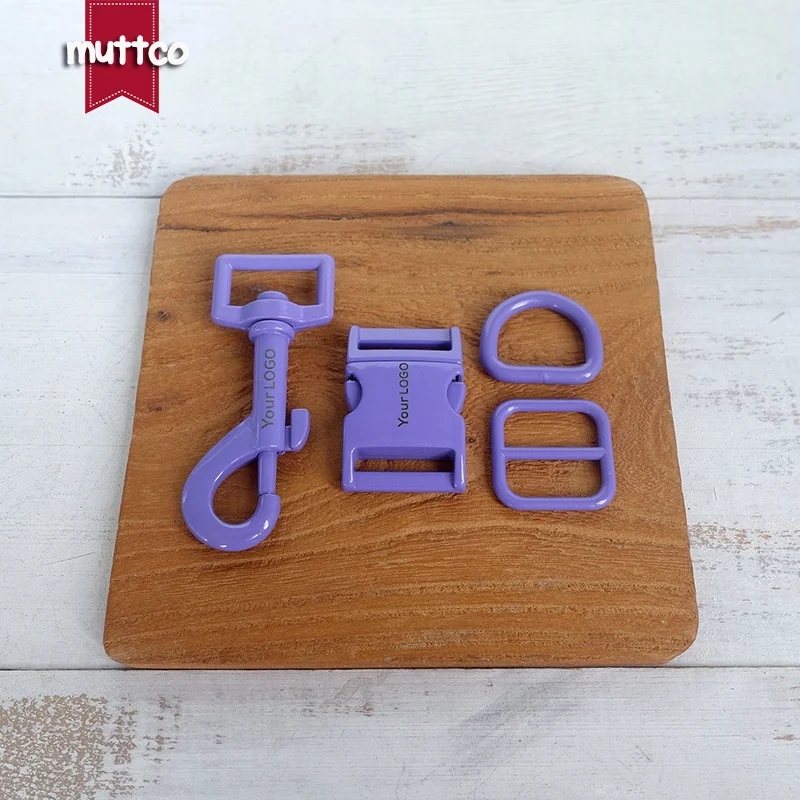 

We provide laser engraving service customize LOGO Environmental violet accessory for 20mm webbing DIY dog collar set