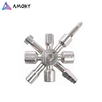 

AMKOY Multifunction Cross Switch Key Wrench Alloy Universal Square Triangle Elevator 10 In 1 Triangle Key Elevator Door Valve