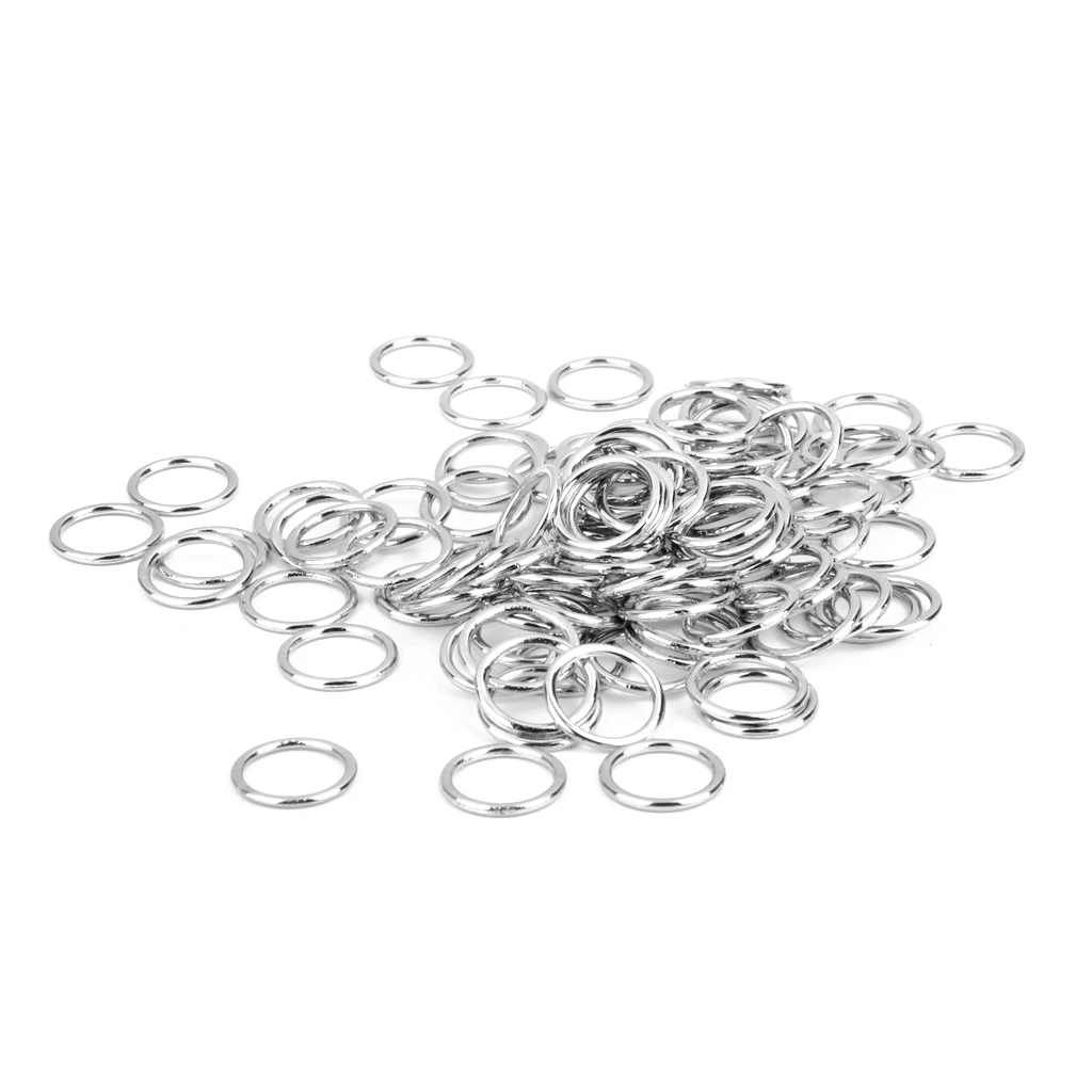 100 Pieces Bra Rings Sliders - Silver Lingerie Adjuster Rings Lingerie Sewing Buckles - 10mm Diameter