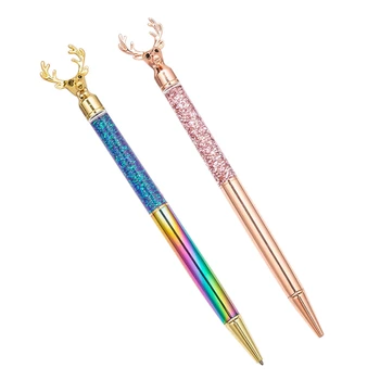 

Nordic Style Reindeer Shape Metal Ballpoint Pen Gold Circular Type 1.0mm